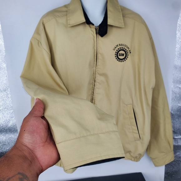​Vintage King Louie UAW Union Jacket 2XL Tan Bomber Coat Made in USA - Picture 2 of 5
